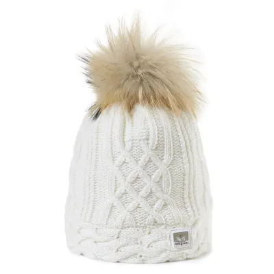 Bonnet à pompon-Fourrure Graziella Blanc - Pipolaki Reference : 11337 | Chapellerie Traclet