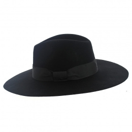 Navy Wide Brim Fedora Hat -The Author - Traclet