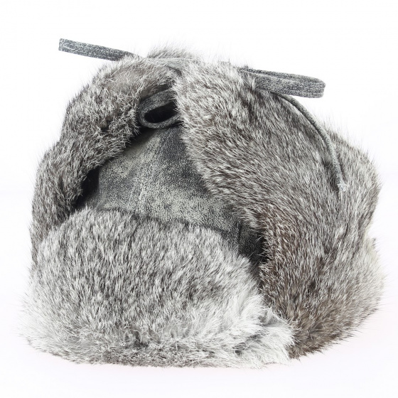 Chapka Bomber Cuir & Fourrure Lapin Grise- Stetson Chapka Bomber Cuir & Fourrure Lapin Grise- Stetson