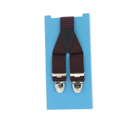 Burgundy Suspenders with small white dots