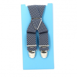 Fancy Round Suspenders - Blue - Gray
