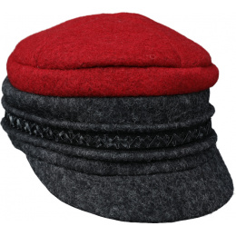Casquette Gavroche Angèle Laine Rouge & Gris - Traclet