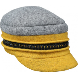 Angele Liane Yellow & Gray Newsboy Cap - Traclet