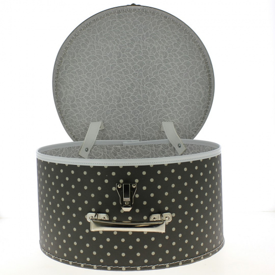 Hat Box: brown with beige polka dots - Traclet