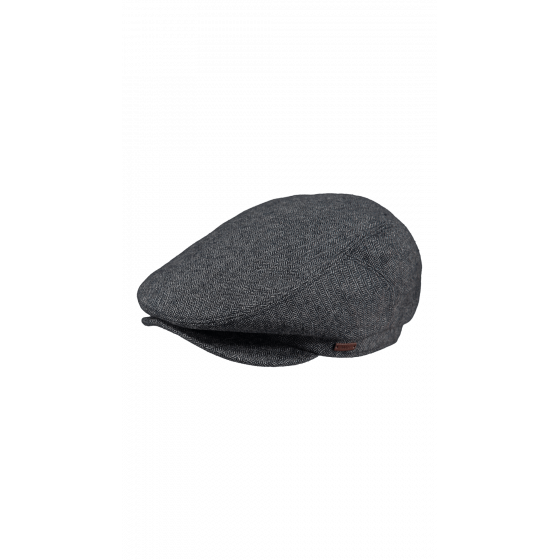 Oslo Chevron Blue Grey Wool Flat Cap - Barts