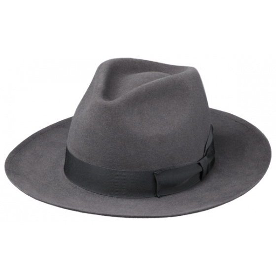 Grey Fur Felt Bogart Hat - Traclet