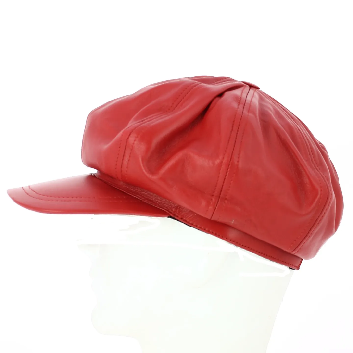Red Montagny Leather Newsboy Cap - Aussie Apparel Reference: 11469 | Chapellerie Traclet