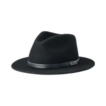 Black Wool Felt Messer Fedora Hat - Brixton Reference: 6038 | Traclet Hat Shop