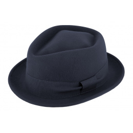 Navy Blue Wool Felt Porkpie Zingaro Hat