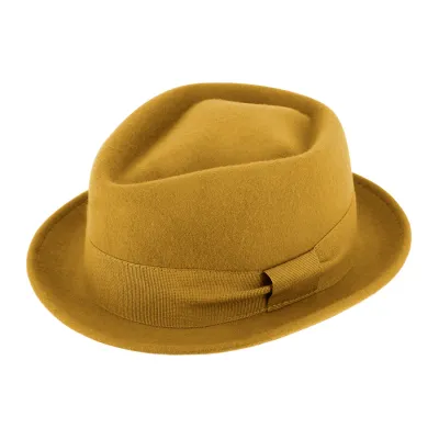 Chapeau PorkPie Zingaro Feutre Laine jaune
