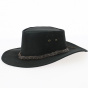 Australian Border Leather Hat Black - Aussie Apparel