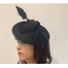 Chapeau Bibi- Serre-tête Zita Feutre Noir - Traclet ,  de cérémonie à plumes noires Reference : 3411 | Chapellerie Traclet
