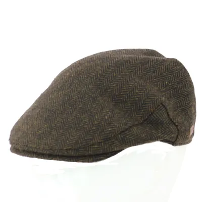 Casquette Wicklow  plate Herrinbone Tweed Marron - Traclet Reference : 11480 | Chapellerie Traclet