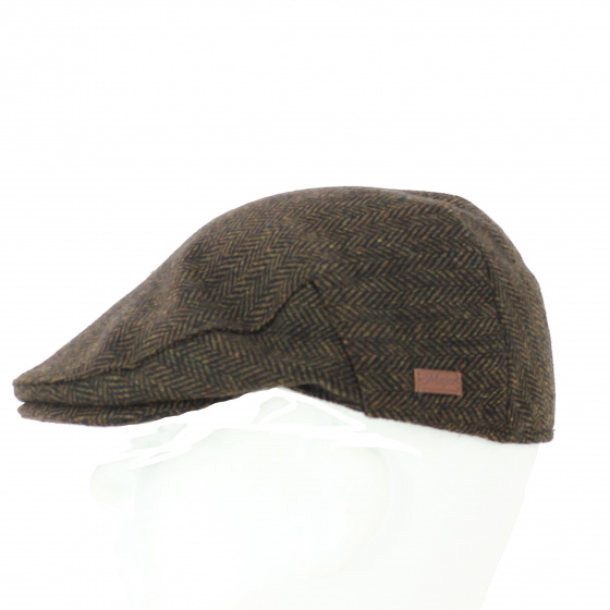 Brown Herringbone Tweed Wicklow Flat Cap - Traclet Brown Herringbone Tweed Wicklow Flat Cap - Traclet