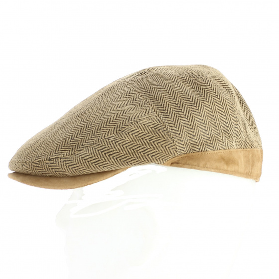 Princeton Flat Cap Beige Chevron Leather - Aussie Apparel