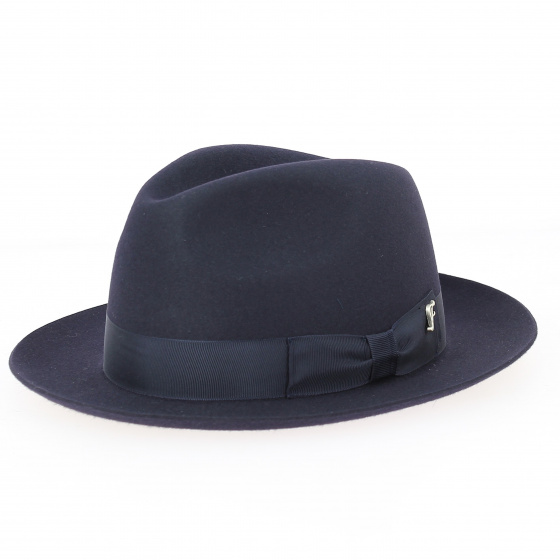 Navy Bogarte Fedora Hat - Flechet