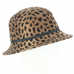 HERTHA Brown Leopard Cloche Hat - Fléchet