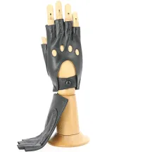 Women's Black Leather Driving Fingerless Gloves - Glove Story Reference: 577 | Chapellerie Traclet