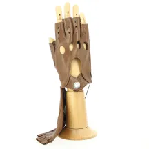 Brown Leather Driving Fingerless Gloves/Mitts - Traclet Reference: 11493 | Traclet Hatters