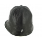 Black Leather Napoli Cloche Hat - Traclet