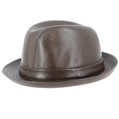 Brown Leather Brazil Trilby Hat - Crambes Reference: 11504 | Traclet Hat Shop