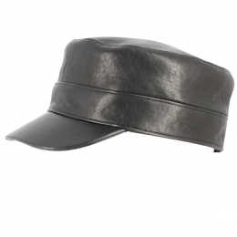 Black Leather Cuban Booster Cap - Traclet