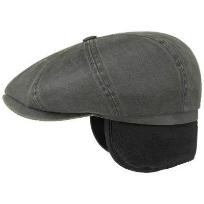 Hatteras Louvain Old Cotton Ear Flaps Olive Cap - Stetson Reference: 9227 | Traclet Hat Shop