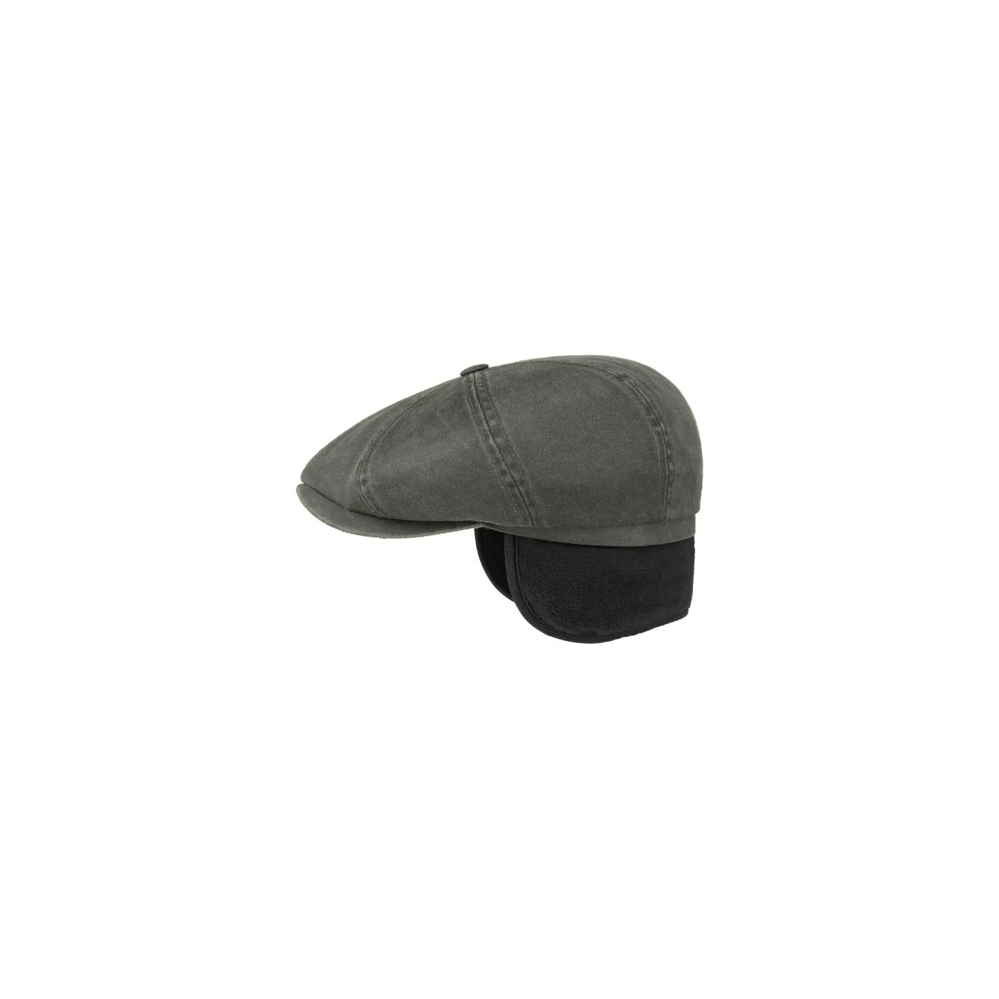 Casquette Hatteras Louvain Old Cotton Cache-Oreilles Olive  - Stetson Reference : 9227 | Chapellerie Traclet