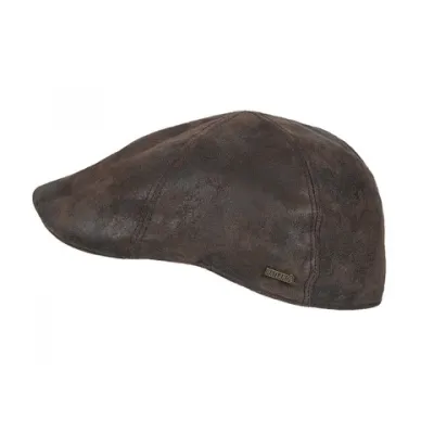 Sutton Brown Leather Duck Bill Cap - Hatland Reference: 11512 | Chapellerie Traclet