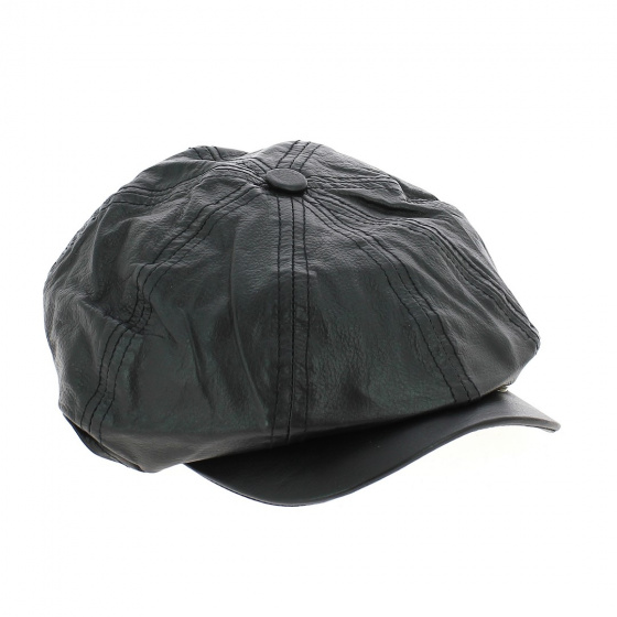Casquette Gavroche Cuir Noire - Traclet