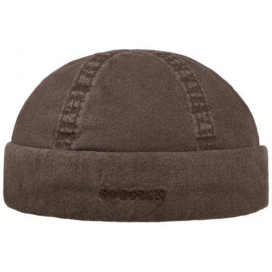 Organic Cotton Washed Docker Beanie Brown - Stetson