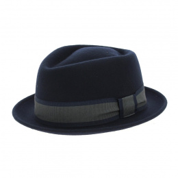 Chapeau PorkPie Mandai Feutre Laine Bleu - Traclet