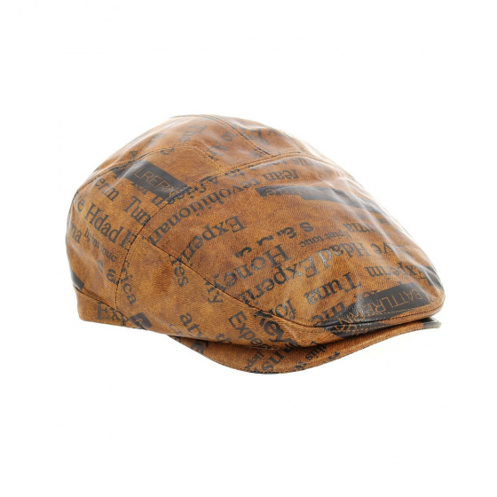 Casquette Cuir Plate Sprint cognac
