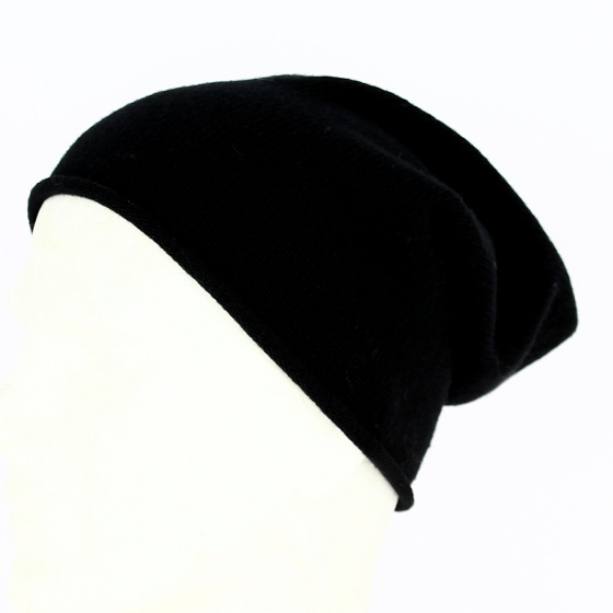 Black cashmere beanie-eisbär