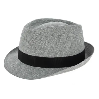 Grey & Beige Fonteno Linen Trilby Hat - Marone Reference: 6268 | Traclet Hat Shop