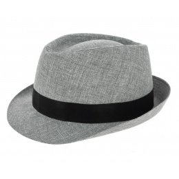 Grey & Black Fonteno Linen Trilby Hat