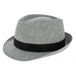 Trilby Fonteno Linen Grey & black hat