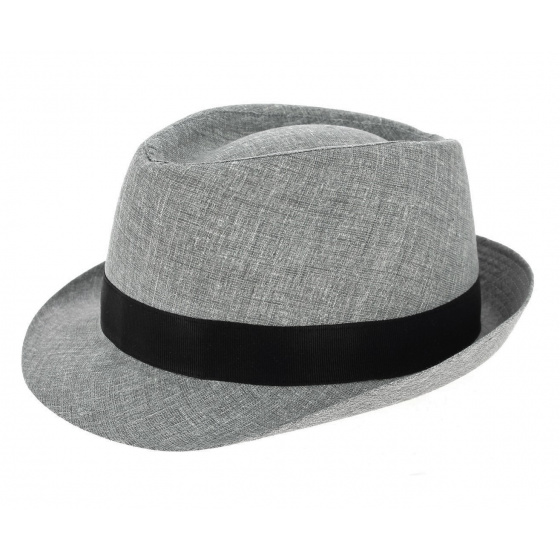 Grey & Black Fonteno Linen Trilby Hat
