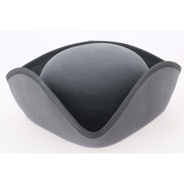 Small Gray Wool Felt Tricorn - Traclet
