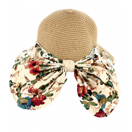 copy of Chapeau Capeline Palmira Paille Papier Fleuri- Traclet