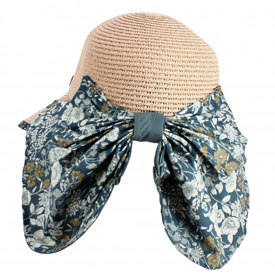 Palmira Neck Cover Cap Pale Pink Floral Straw - Traclet