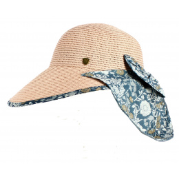 Palmira Pale Pink Floral Straw Cache-Nuque Cap - Traclet