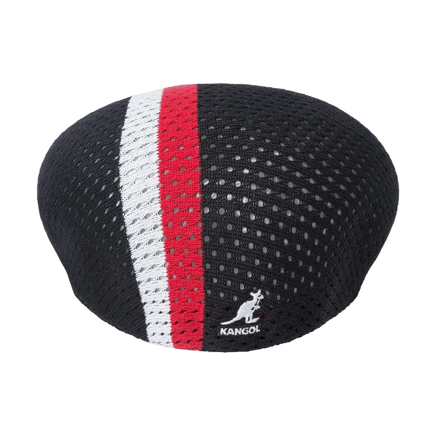Mesh-Stripe 504 Flat Cap Black - Kangol - Kangol boutique Reference: 2013 | Chapellerie Traclet