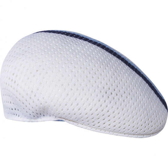 504 Mesh-Stripe Flat Cap White - Kangol
