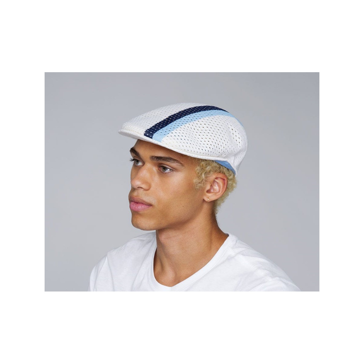 Flat Cap Mesh Stripe 504 White Kangol boutique kangol Reference 3242 Chapellerie Traclet