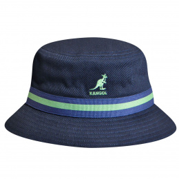 Navy Cotton Stripe Lahinch Bucket Hat - Kangol