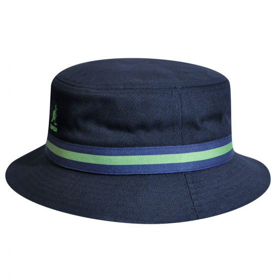 Navy Cotton Stripe Lahinch Bucket Hat - Kangol