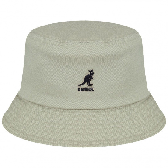Beige Washed Cotton Bucket Hat - Kangol