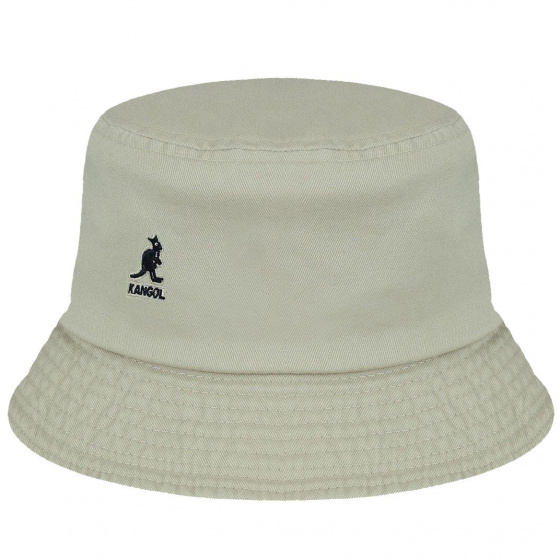Beige Washed Cotton Bucket Hat - Kangol