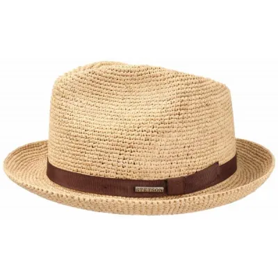 Chapeau Porkpie Mitchell Raffia Stetson - Marron Reference : 5457 | Chapellerie Traclet